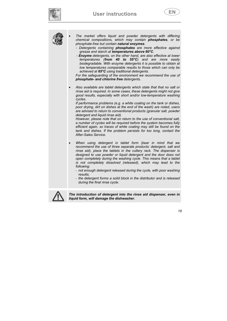 User instructions | Smeg CA01-5 User Manual | Page 20 / 30