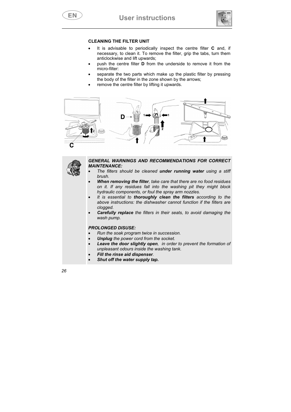User instructions | Smeg CA01-5 User Manual | Page 27 / 30