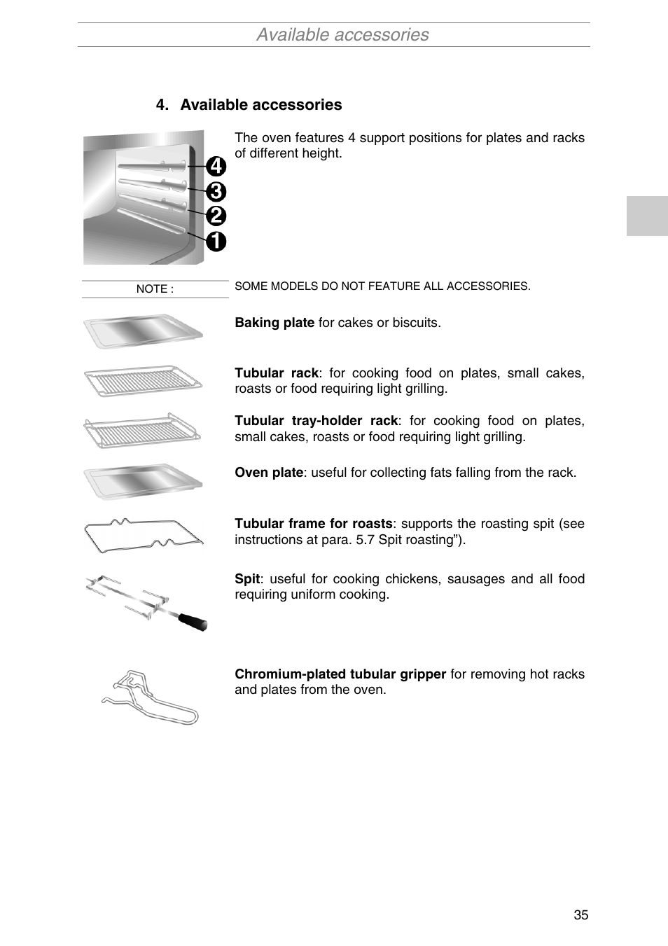 Available accessories | Smeg S2010MFB1 User Manual | Page 11 / 22