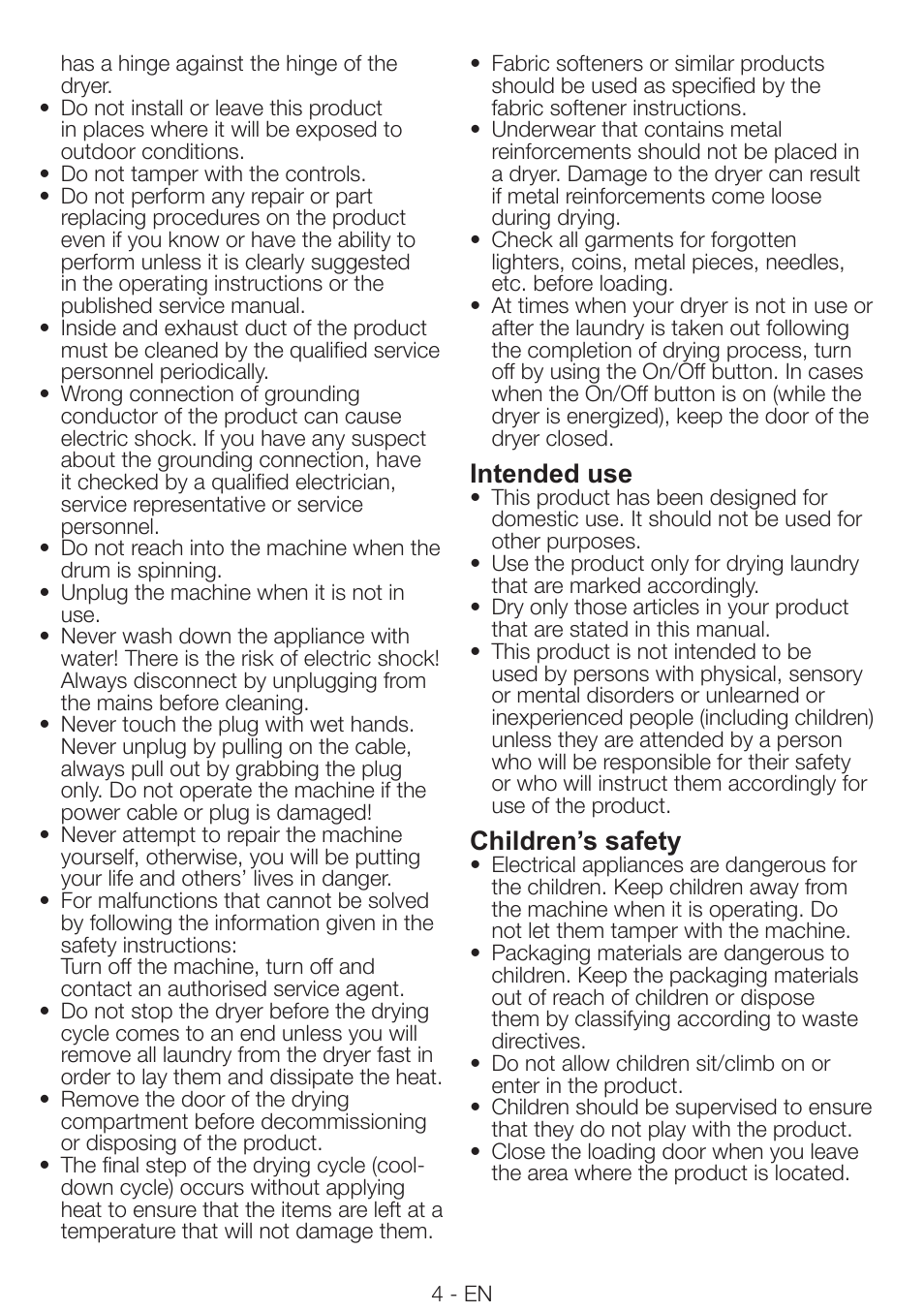 Intended use, Children’s safety | Smeg AS 73 CS User Manual | Page 4 / 20