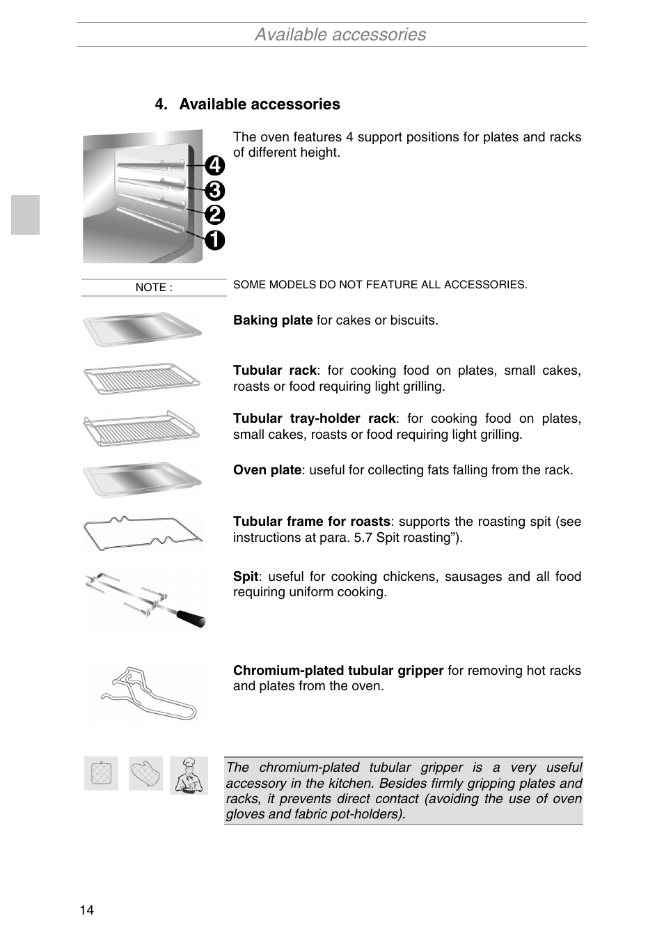 Available accessories | Smeg SIL290X User Manual | Page 12 / 24