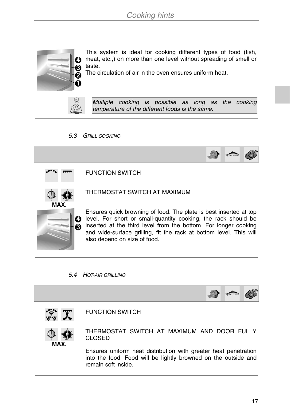 Cooking hints | Smeg SIL290X User Manual | Page 15 / 24