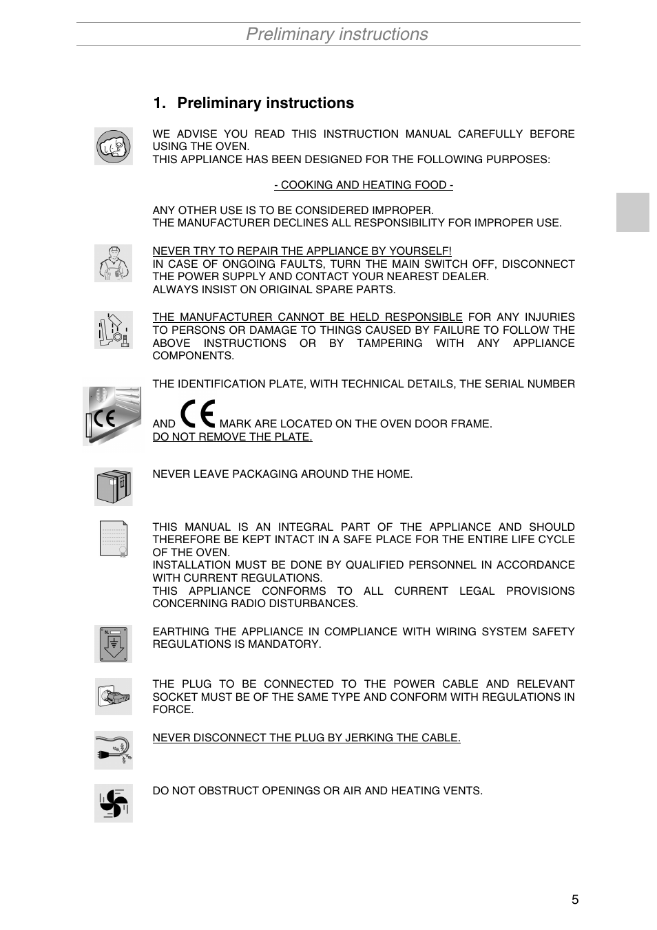 Preliminary instructions | Smeg SIL290X User Manual | Page 3 / 24