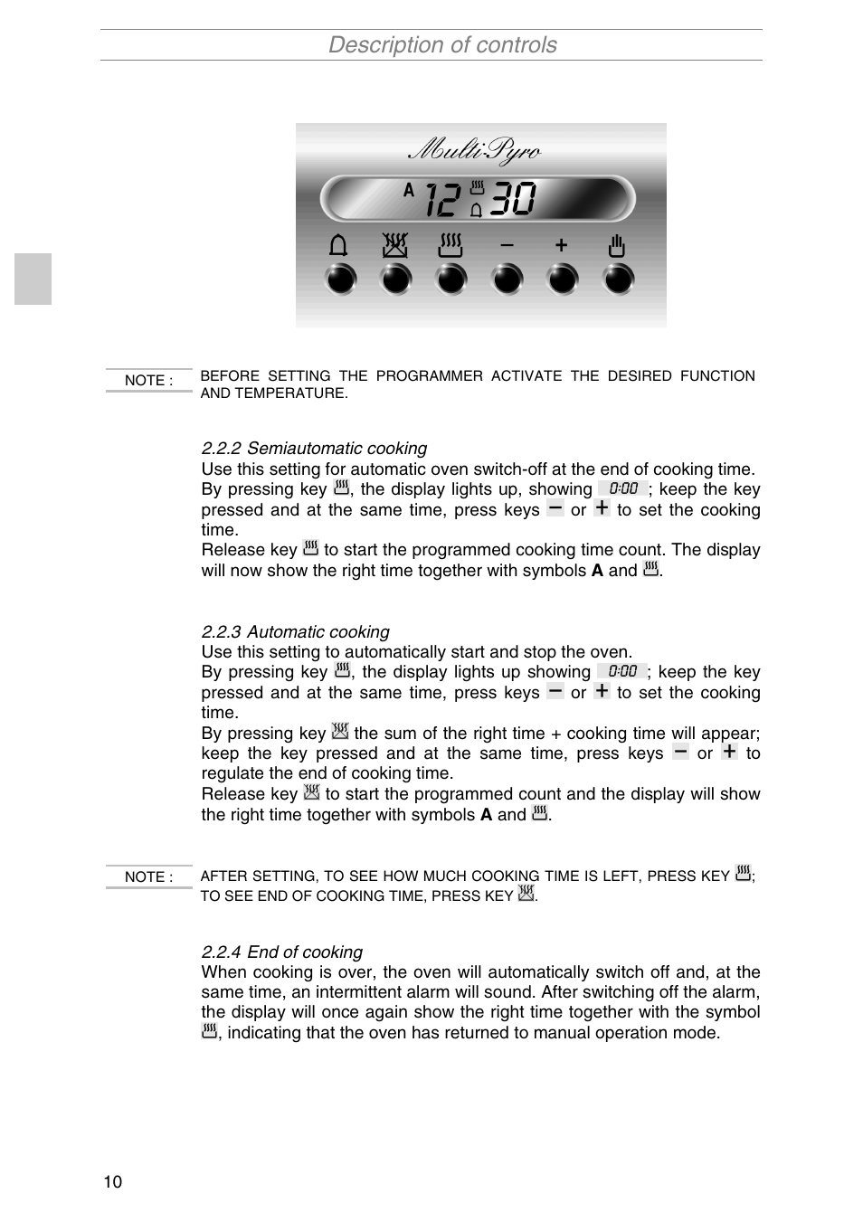 Description of controls | Smeg SIL290X User Manual | Page 8 / 24