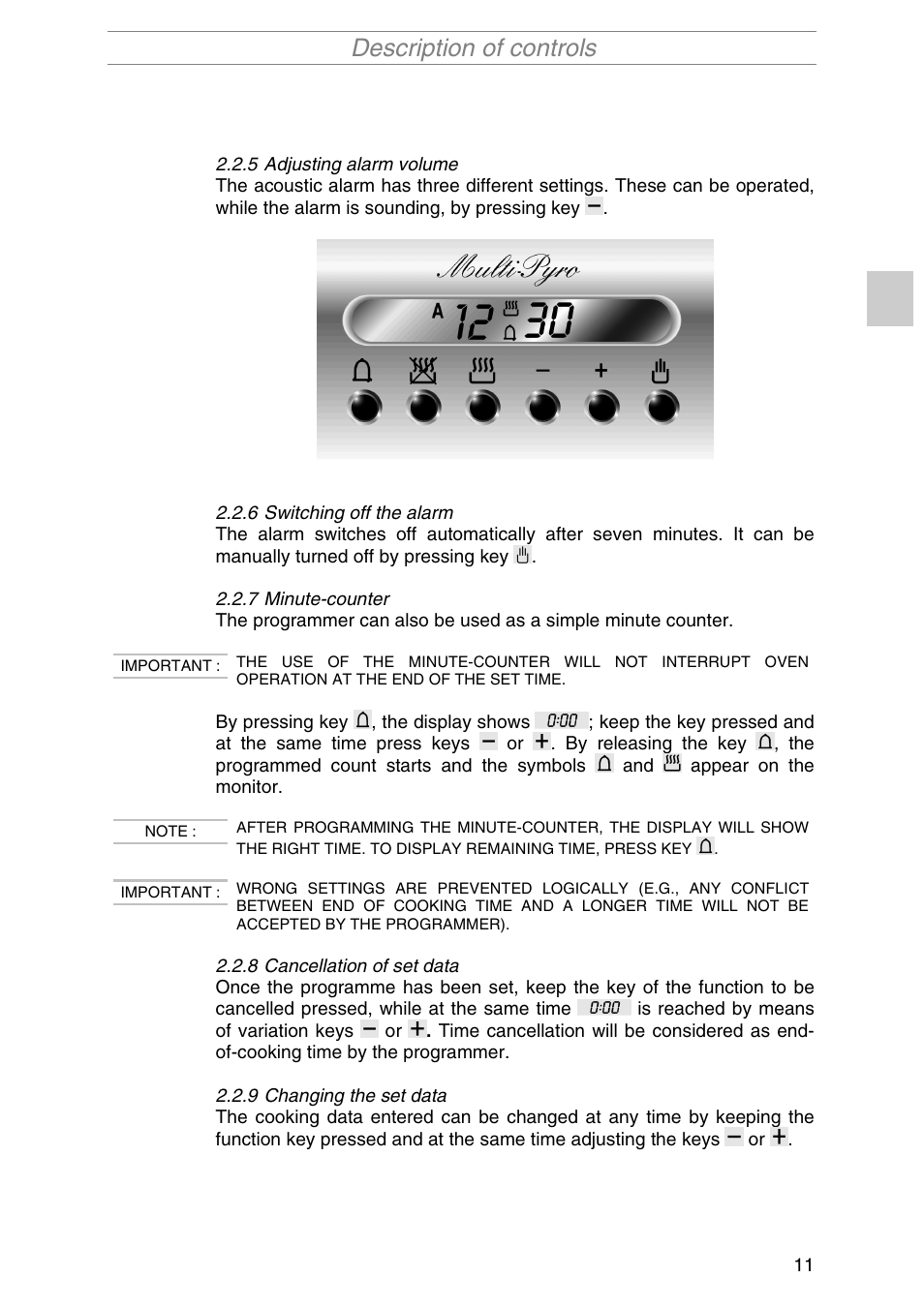 Description of controls | Smeg SIL290X User Manual | Page 9 / 24