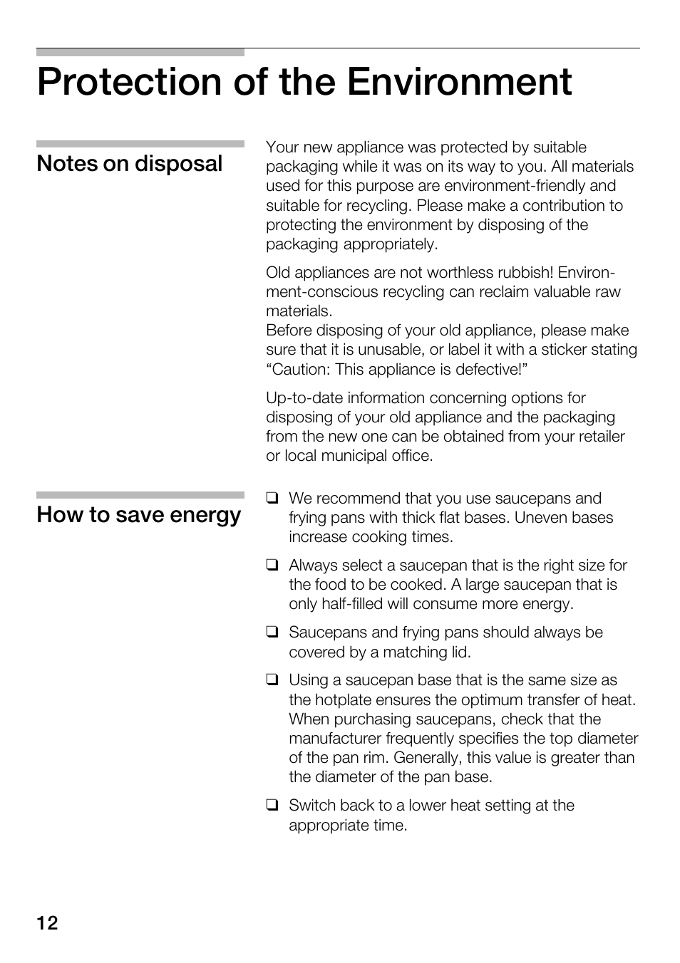 Protection of the environment | Smeg NCT 335 E User Manual | Page 3 / 11