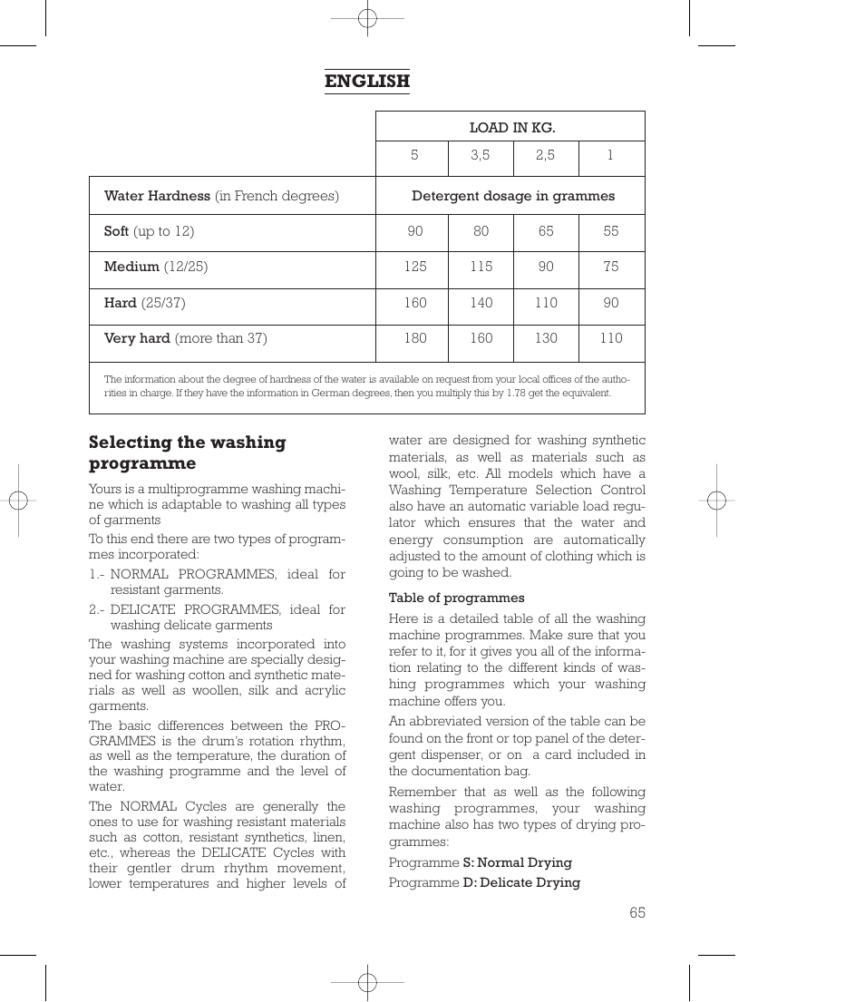 Selecting the washing programme, English | Smeg 43CT User Manual | Page 7 / 14