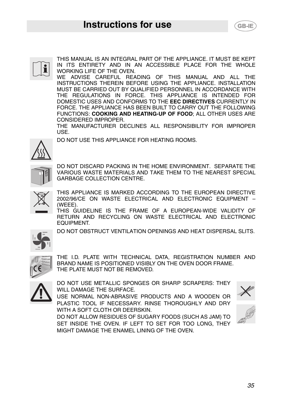 Instructions for use | Smeg S200EB/1 User Manual | Page 2 / 31
