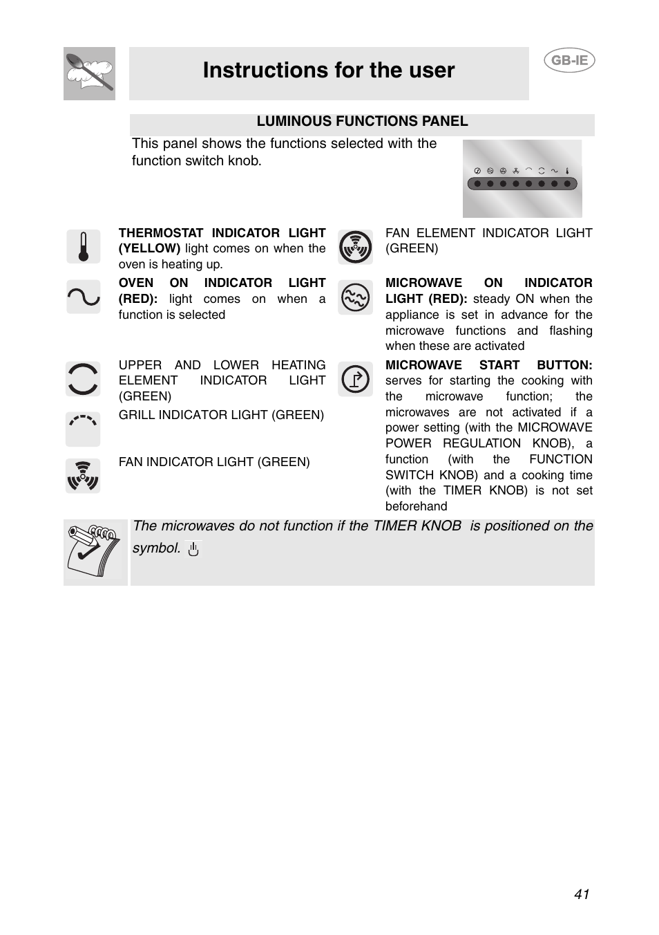 Instructions for the user | Smeg S200EB/1 User Manual | Page 8 / 31