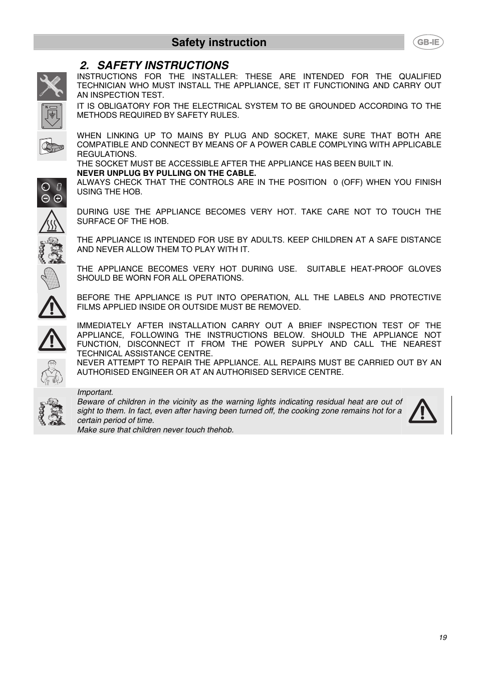 Safety instructions, Safety instruction | Smeg SE2641CX User Manual | Page 3 / 14