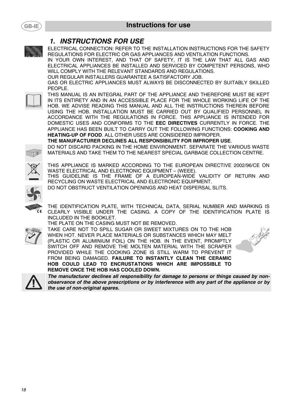 Instructions for use | Smeg SE2631ID1 User Manual | Page 2 / 14