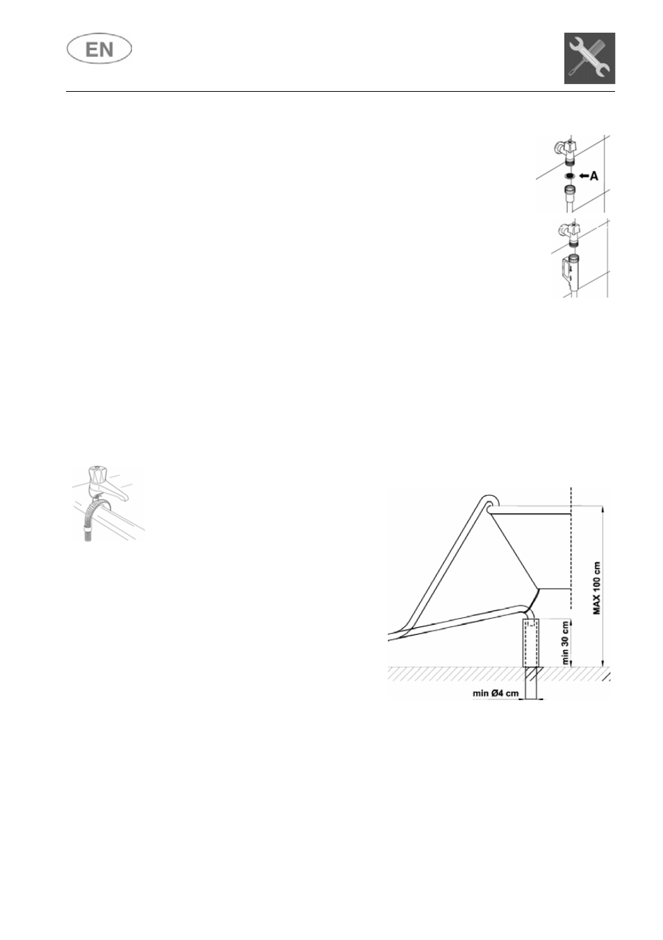 Installation instructions, Connecting to the water supply, Drain connection | Smeg ST4108 User Manual | Page 7 / 32