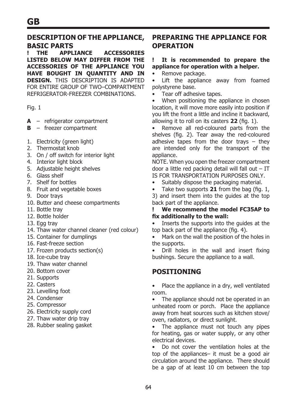 Smeg FC32AP User Manual | Page 8 / 13