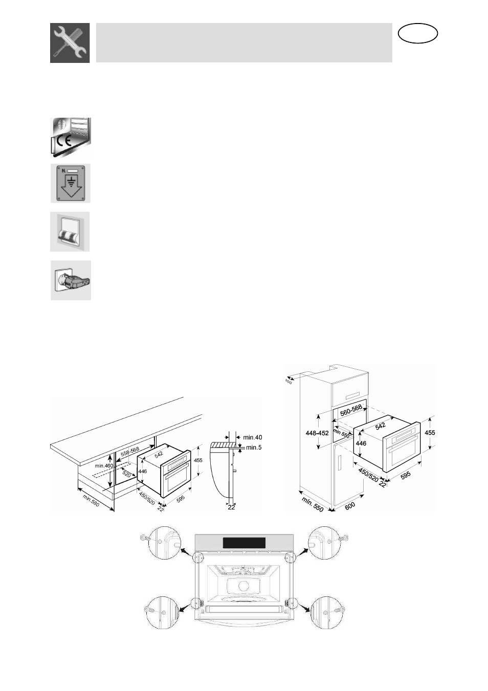 Instructions for the installer, 12 installing the appliance | Smeg S45MCX User Manual | Page 34 / 34