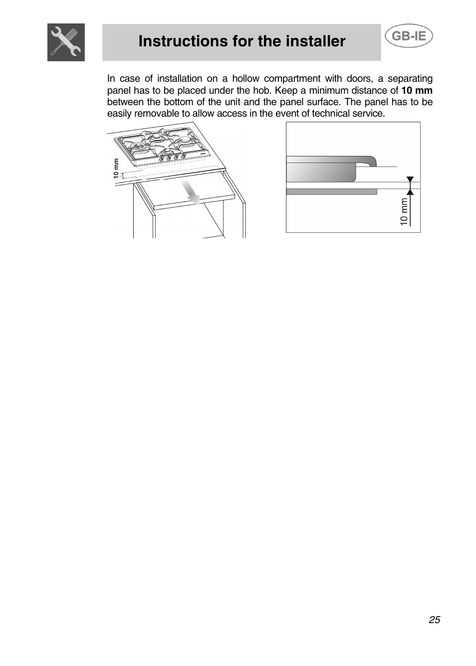 Instructions for the installer | Smeg SDR60XG User Manual | Page 5 / 18
