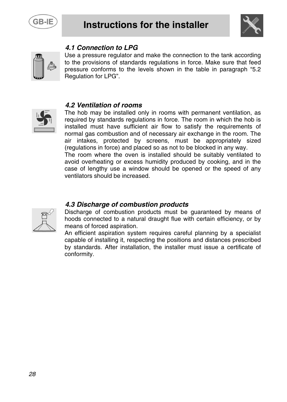 Instructions for the installer | Smeg SDR60XG User Manual | Page 8 / 18