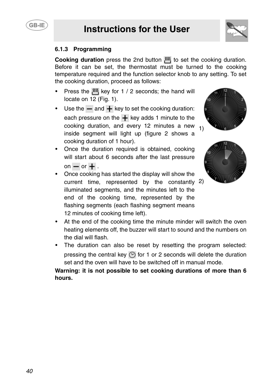 3 programming, Instructions for the user | Smeg F166-5 User Manual | Page 10 / 28