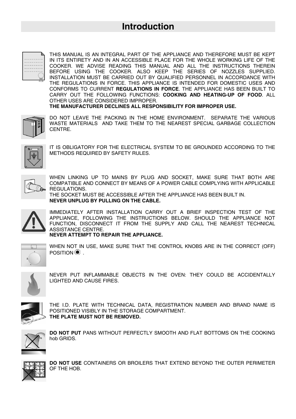 1 instructions for safe and proper use, Introduction | Smeg WIL61BVM User Manual | Page 2 / 24