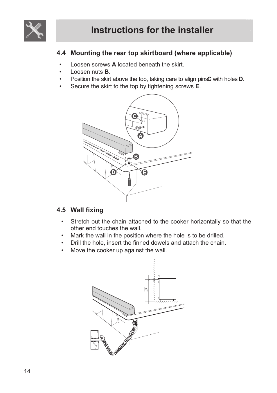 Instructions for the installer | Smeg FS60XNG User Manual | Page 12 / 36