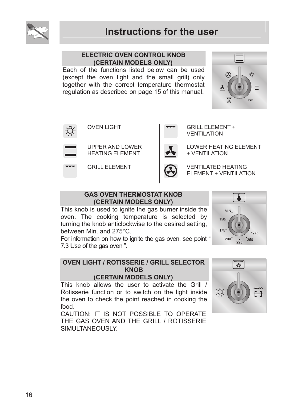 Instructions for the user | Smeg FS60XNG User Manual | Page 14 / 36