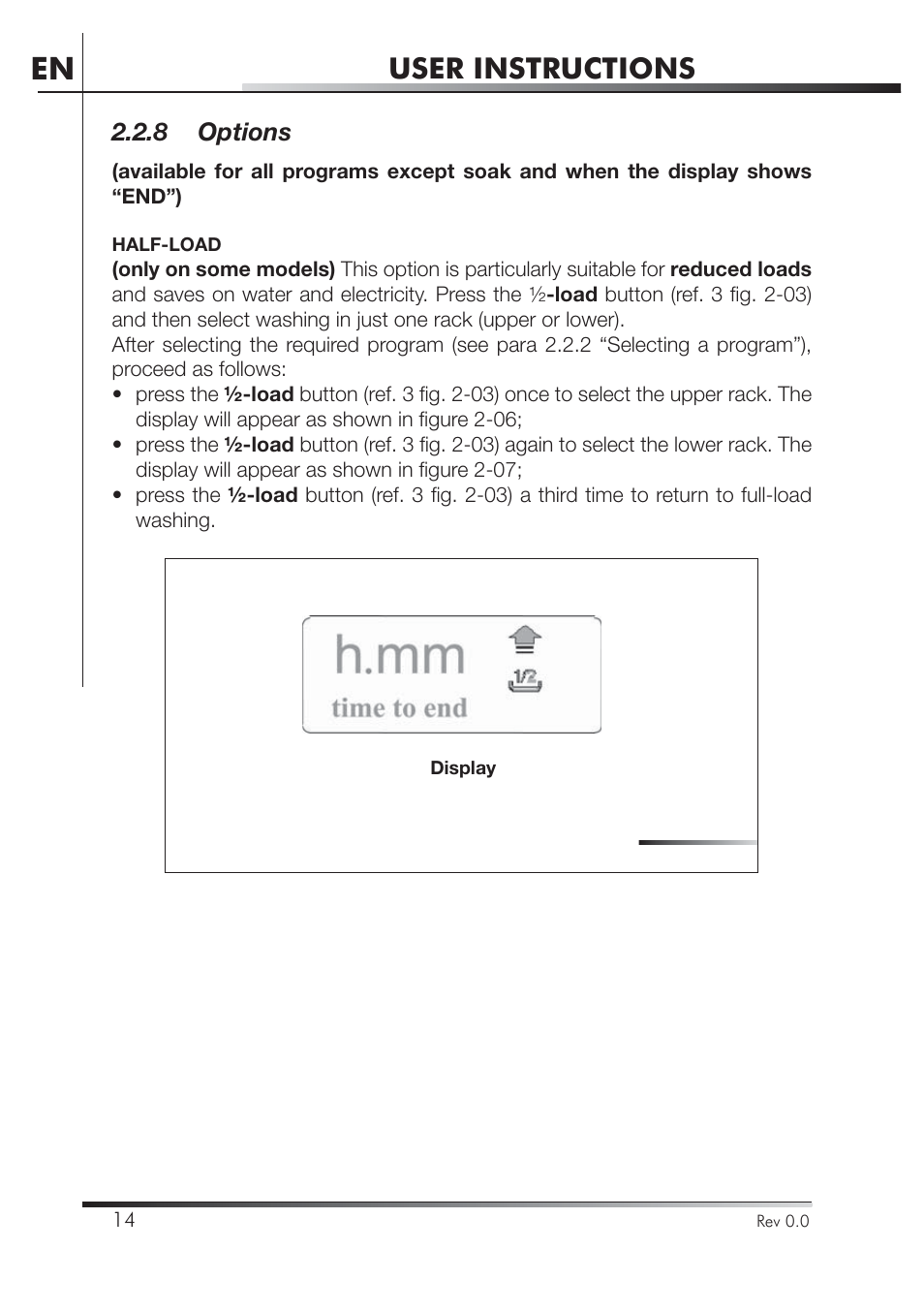 User instructions, 8 options, Visualizzazione su display | Smeg PLA8743X User Manual | Page 15 / 102