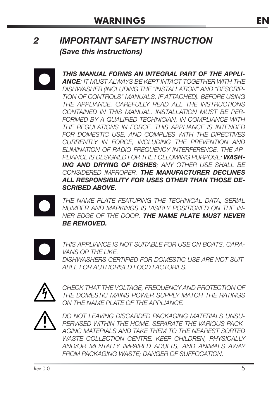 Warnings, 2important safety instruction, Save this instructions) | Smeg PLA8743X User Manual | Page 27 / 102