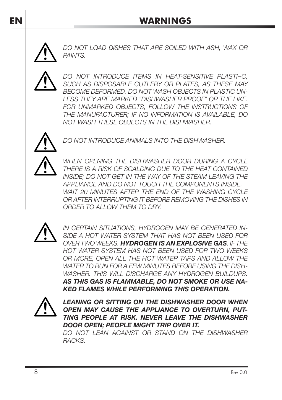 Warnings | Smeg PLA8743X User Manual | Page 30 / 102