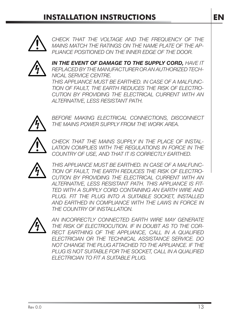 Installation instructions | Smeg PLA8743X User Manual | Page 35 / 102