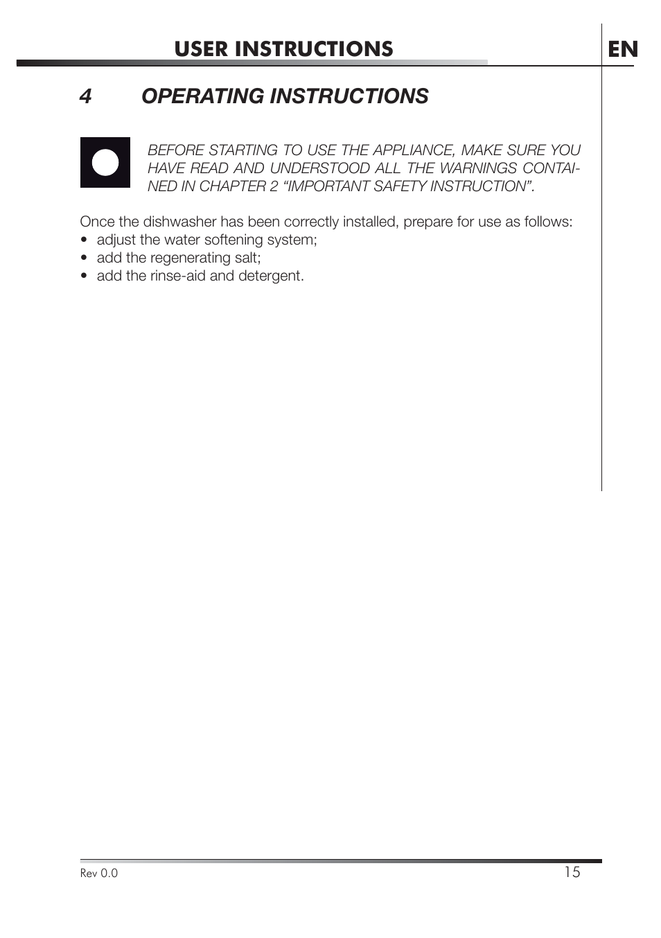 User instructions, 4 operating instructions | Smeg PLA8743X User Manual | Page 37 / 102