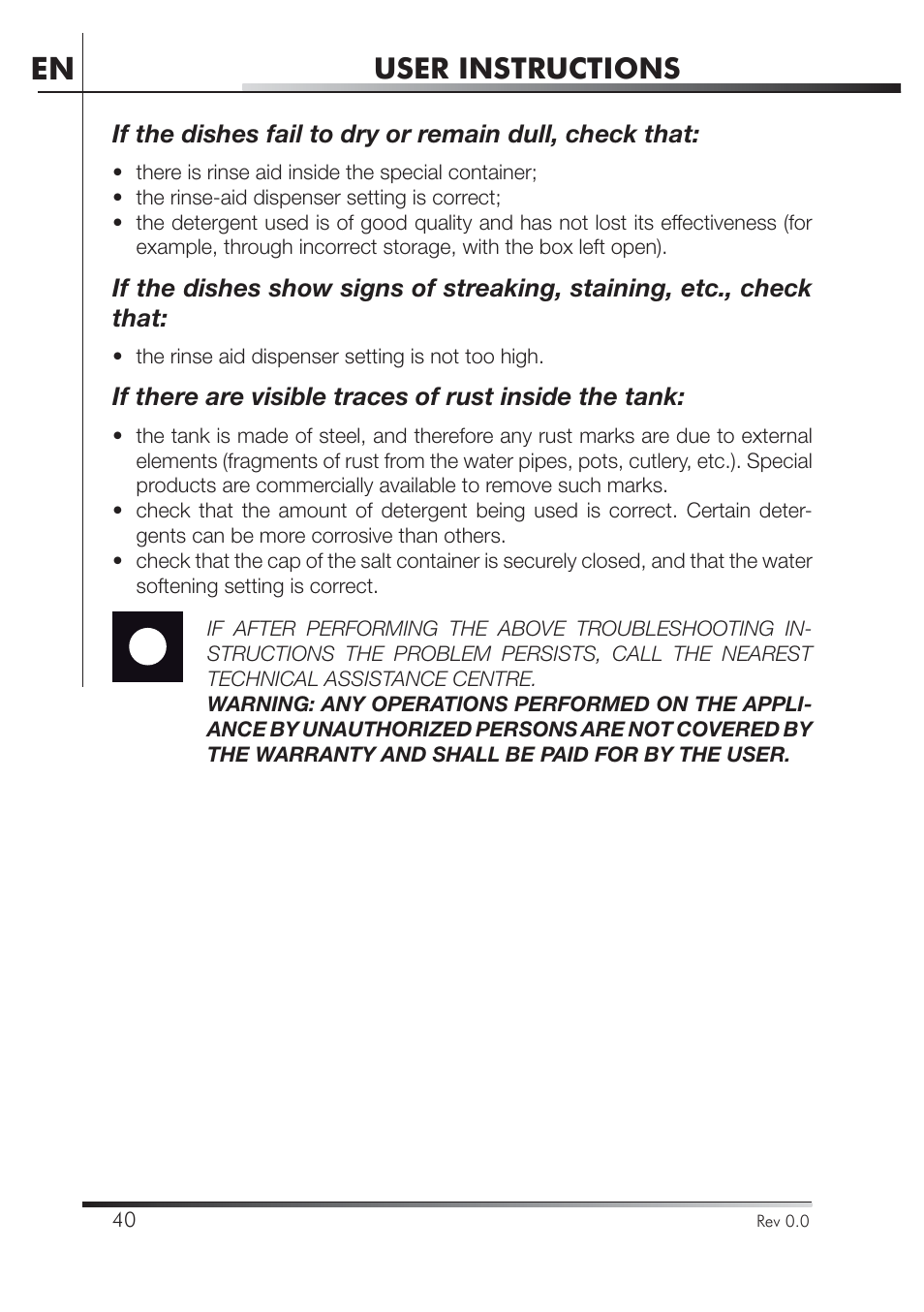 User instructions | Smeg PLA8743X User Manual | Page 62 / 102