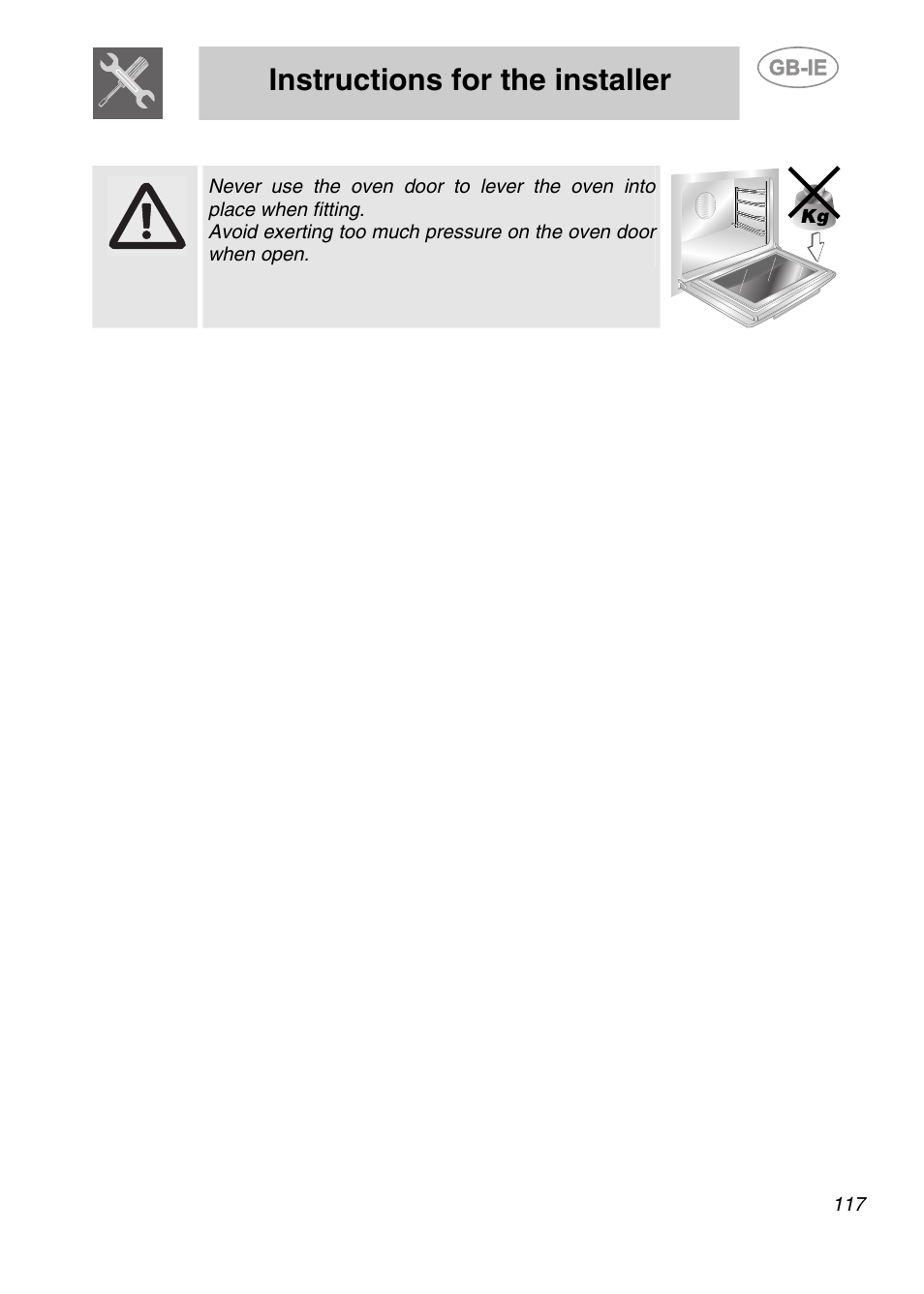 Instructions for the installer | Smeg KE250X User Manual | Page 6 / 27