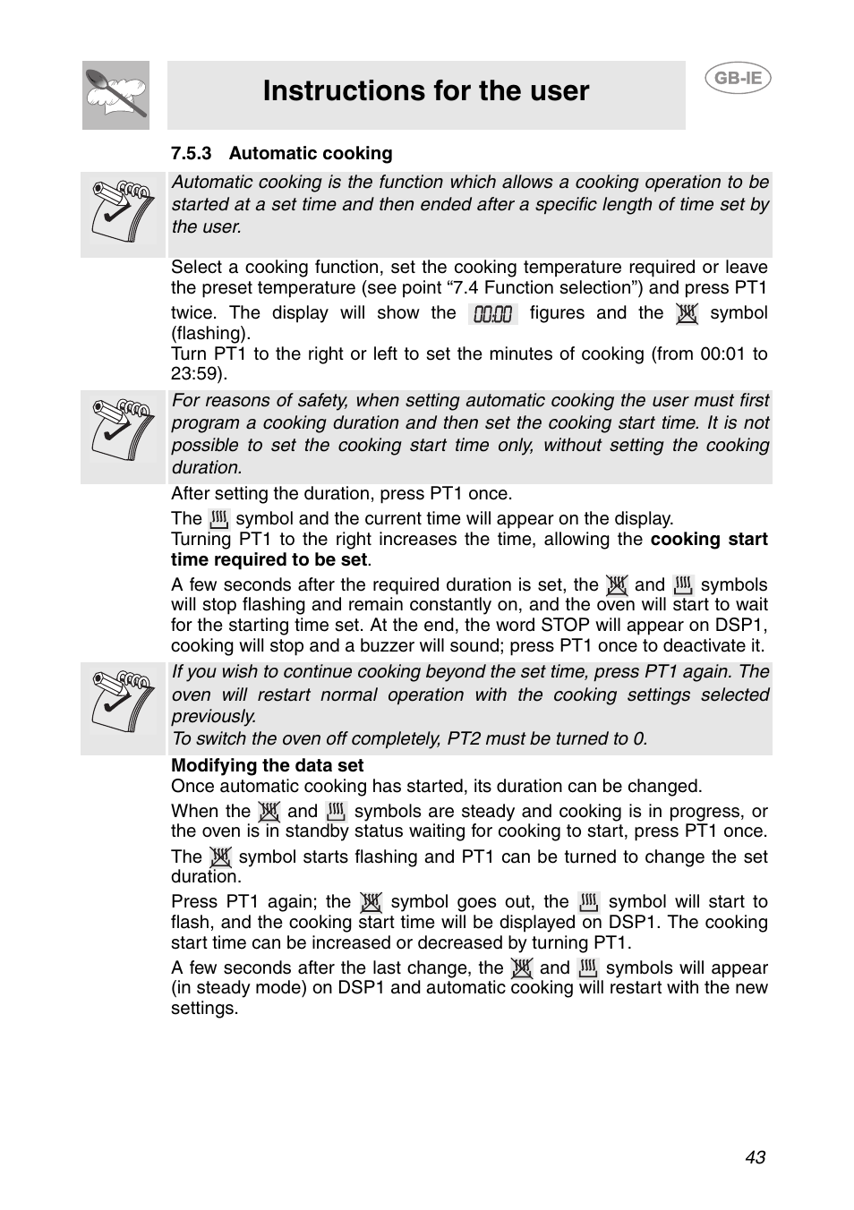 Instructions for the user | Smeg FC66B User Manual | Page 11 / 30
