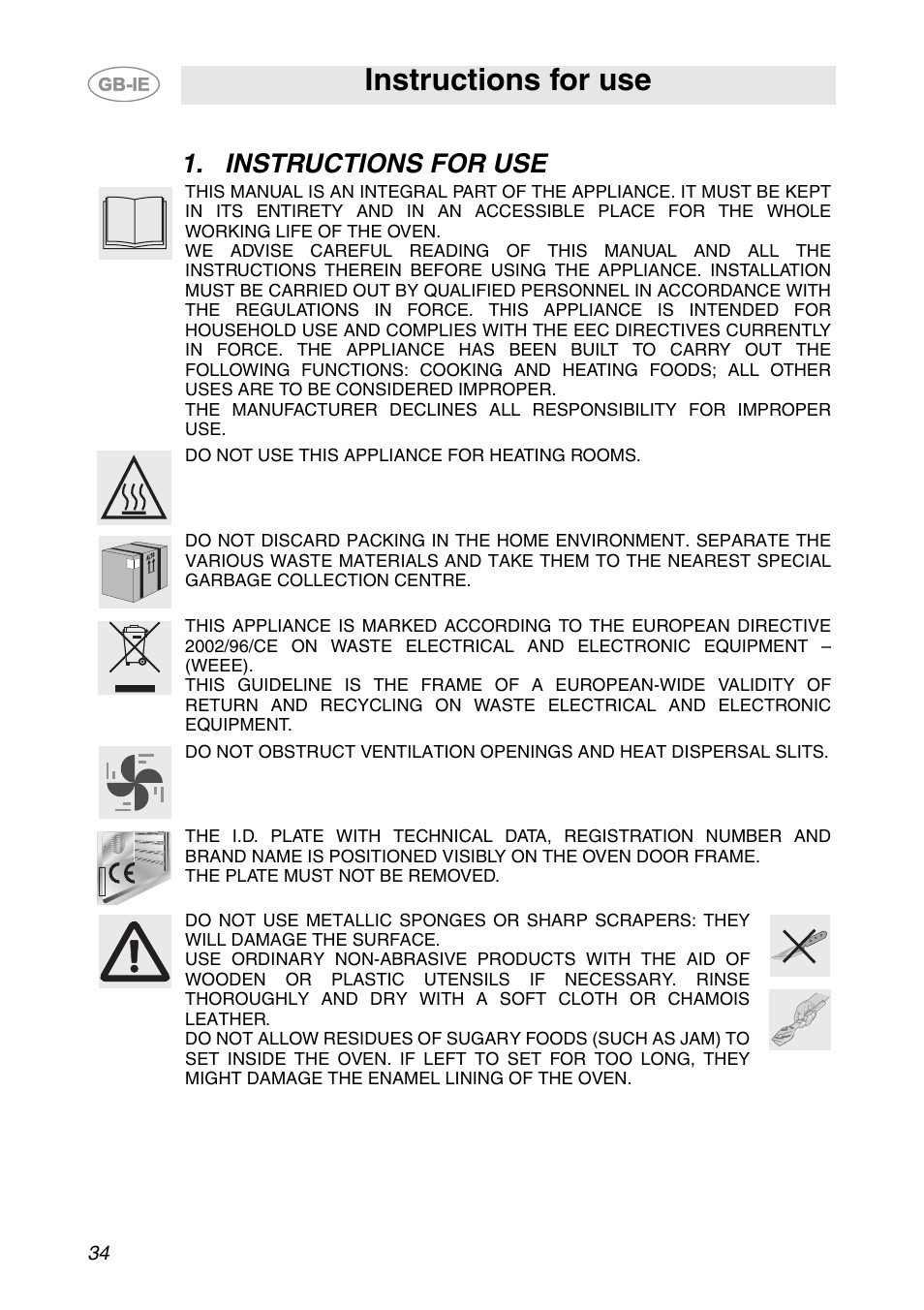 Instructions for use | Smeg FC66B User Manual | Page 2 / 30