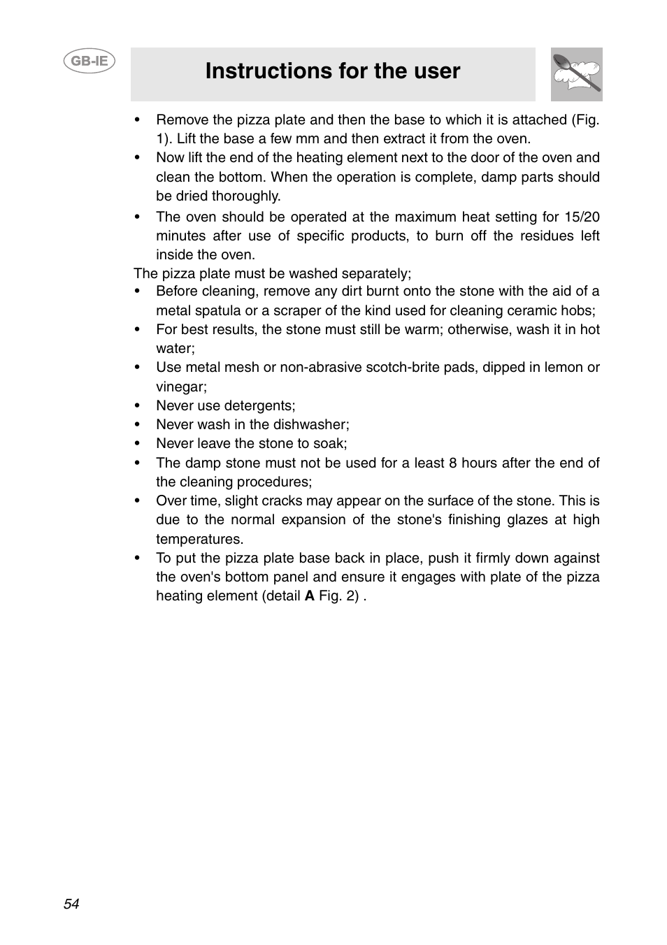 Instructions for the user | Smeg FC66B User Manual | Page 22 / 30