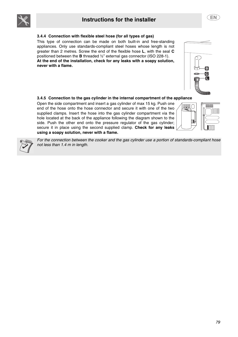 Instructions for the installer | Smeg C6GVXI User Manual | Page 8 / 23