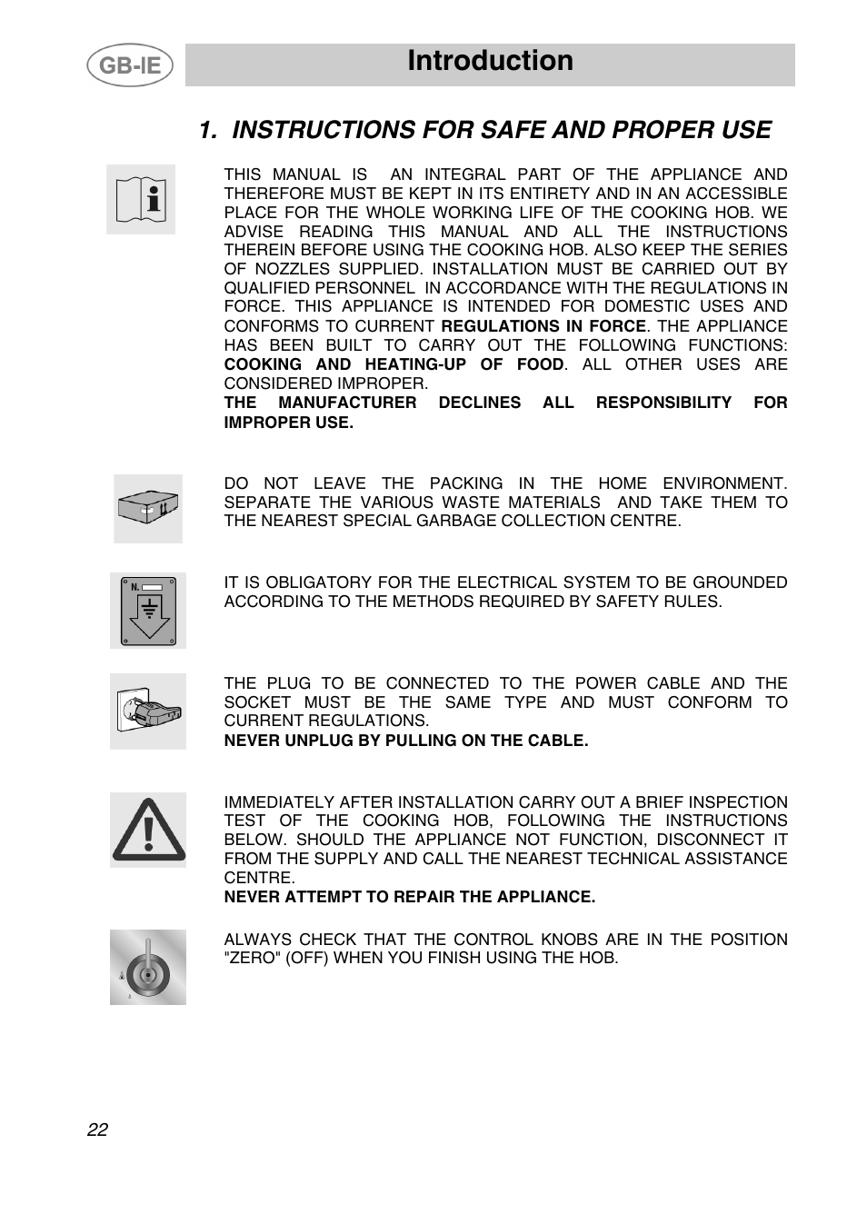 Introduction, Instructions for safe and proper use | Smeg 3EM-375N User Manual | Page 2 / 16