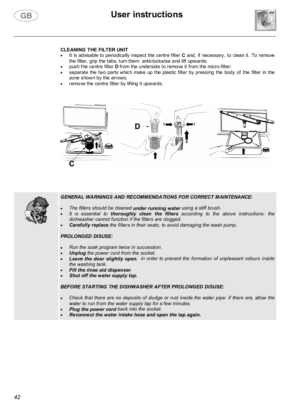 User instructions | Smeg DWF66WH User Manual | Page 21 / 27