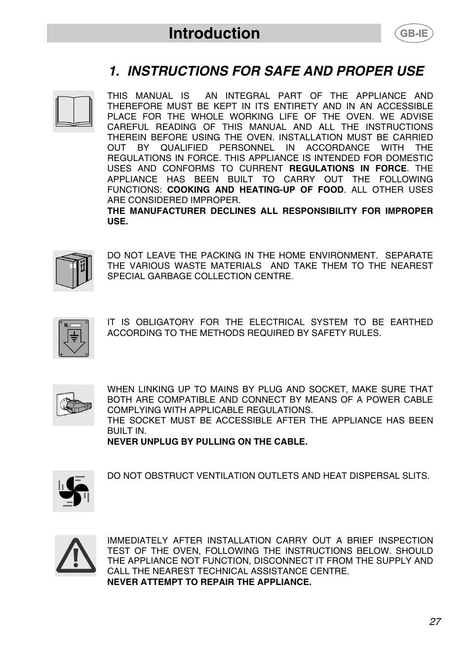 Instructions for safe and proper use, Introduction | Smeg AP320X User Manual | Page 2 / 23