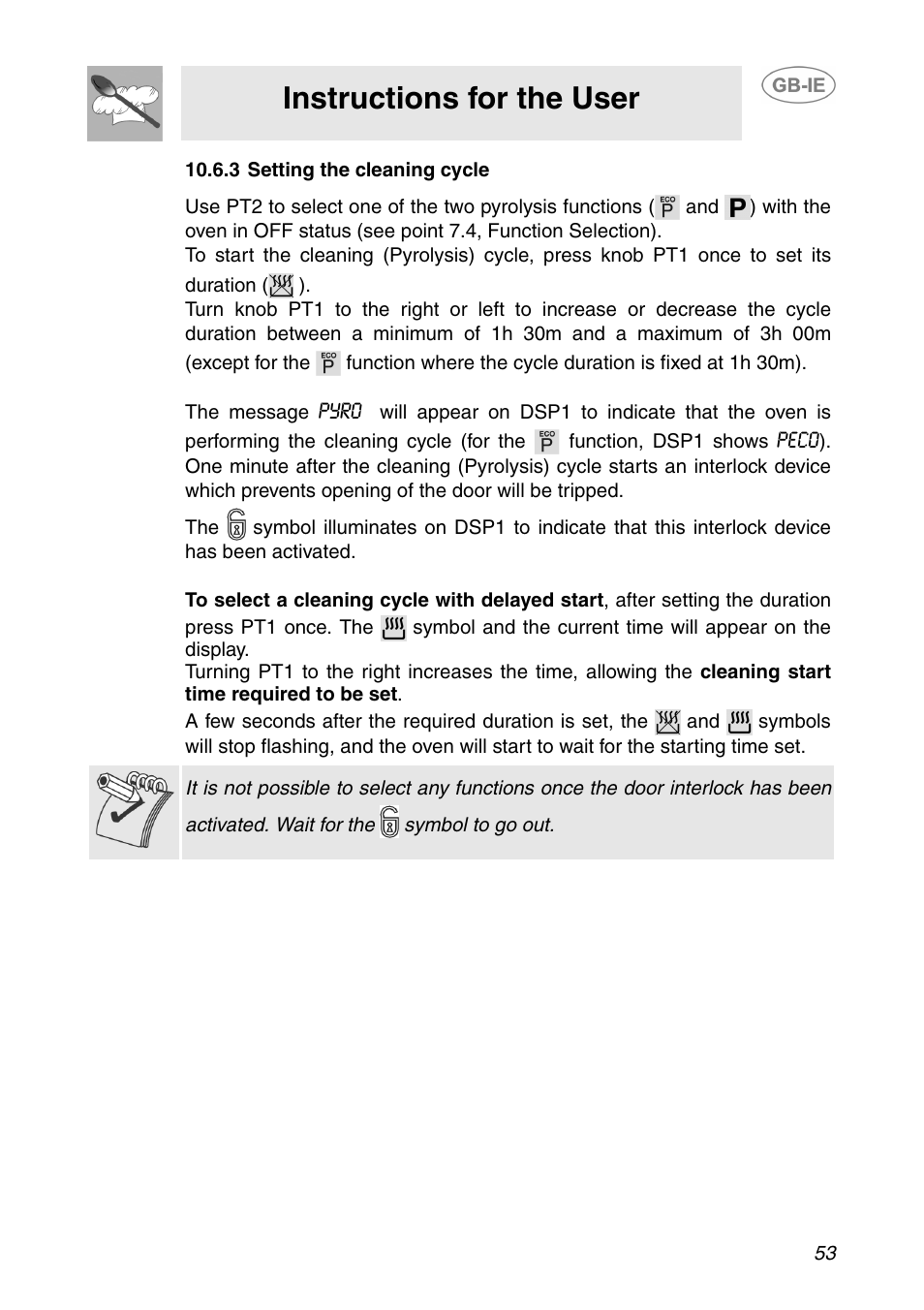 3 setting the cleaning cycle, Instructions for the user | Smeg SCP108SG User Manual | Page 23 / 28