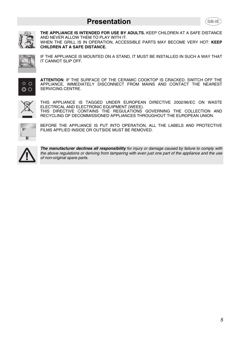 Presentation | Smeg CB66CES User Manual | Page 3 / 13