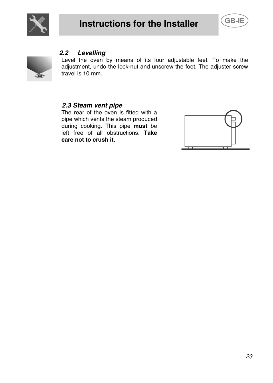 Instructions for the installer | Smeg ALFA41XEN User Manual | Page 5 / 16