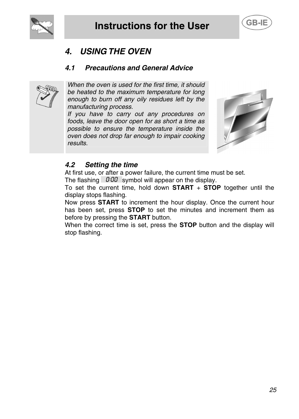 Instructions for the user, Using the oven | Smeg ALFA41XEN User Manual | Page 7 / 16