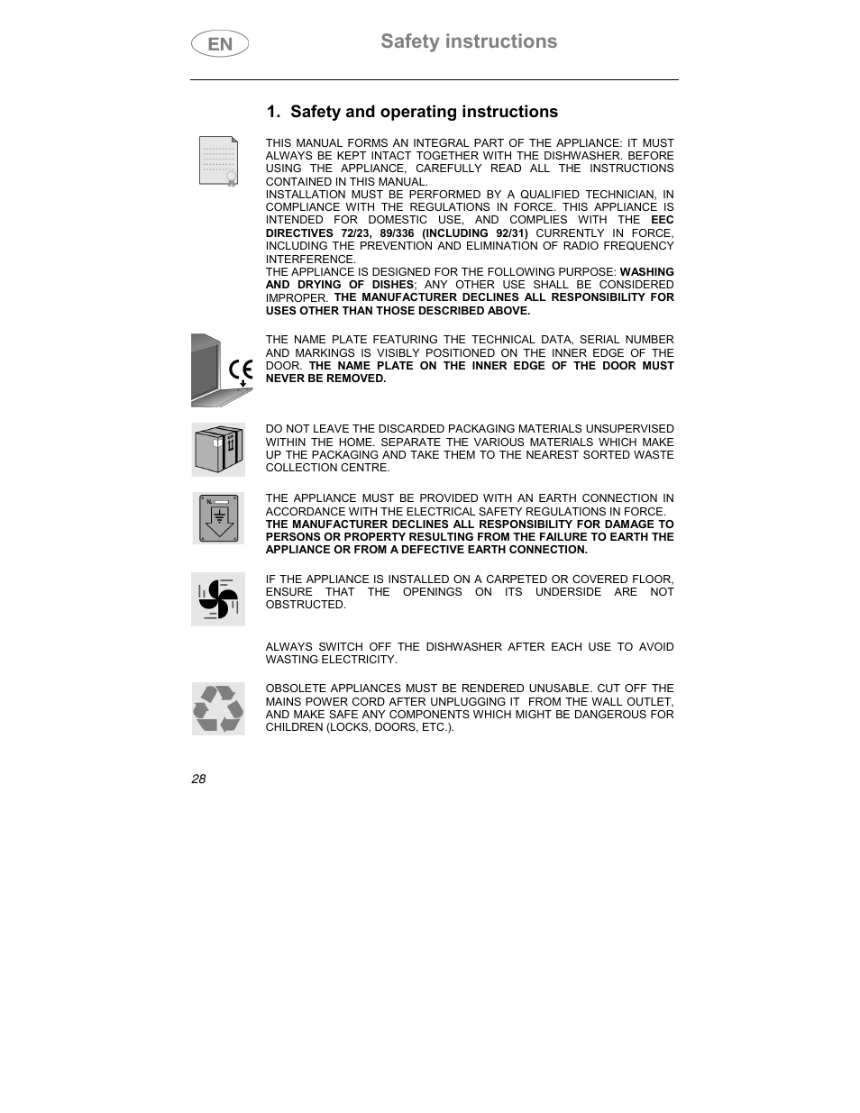 Safety instructions, Safety and operating instructions | Smeg SDCY66X1 User Manual | Page 11 / 34