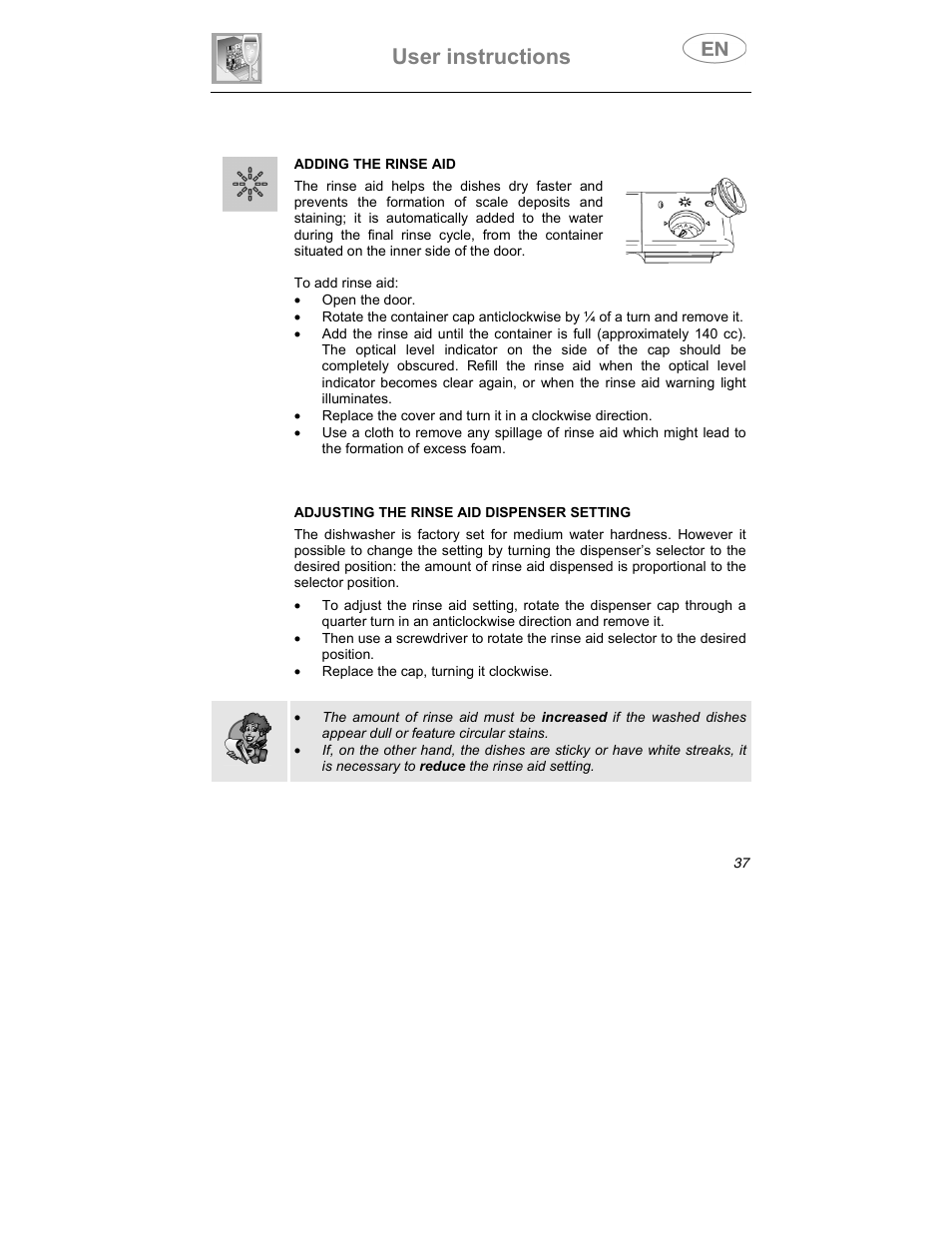 User instructions | Smeg SDCY66X1 User Manual | Page 20 / 34