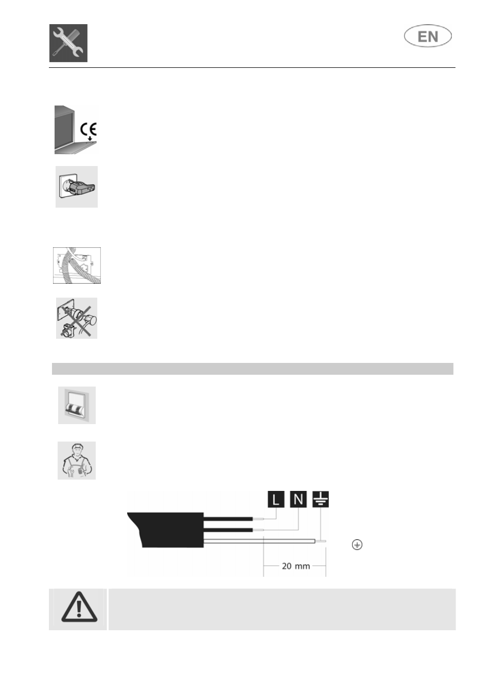 2 electrical connection and precautions, Installation instructions | Smeg PL4107NE1 User Manual | Page 8 / 35