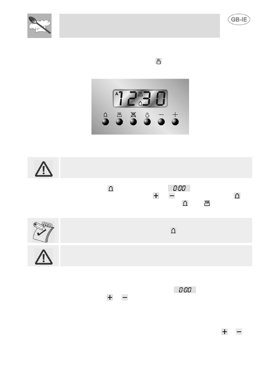 Switching off the alarm, Minute-counter, Cancellation of set data | Changing the set data, Instructions for the user | Smeg SE598X-5 User Manual | Page 12 / 23