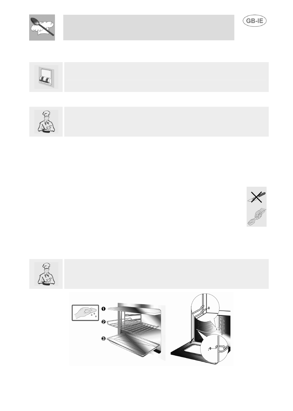 Cleaning and maintenance, Cleaning stainless steel, Ordinary daily cleaning | Food stains or residues, Instructions for the user, 1 cleaning stainless steel | Smeg SE598X-5 User Manual | Page 20 / 23