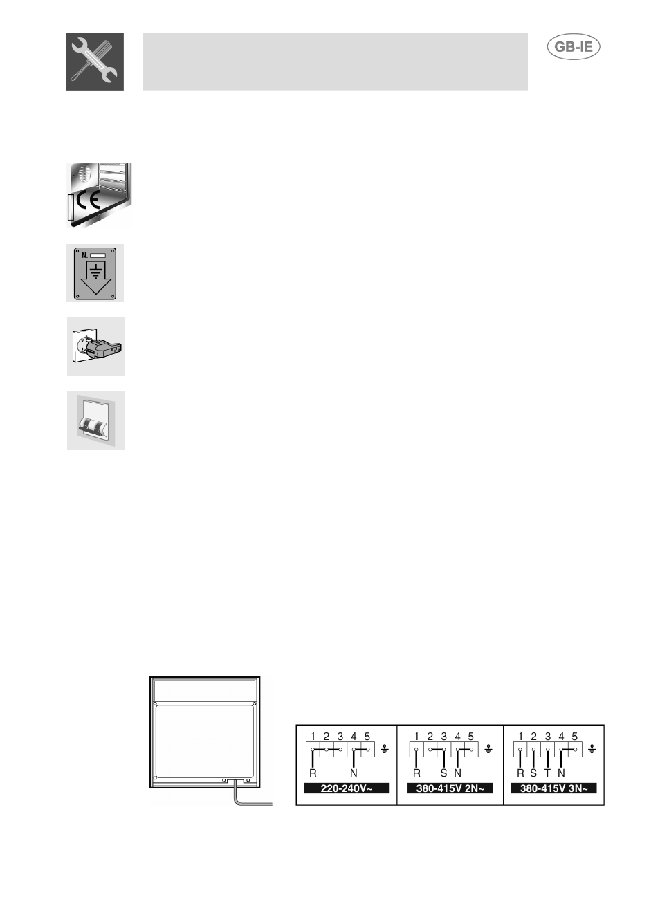 Installation, Electrical connection, Ovens with hob controls | Instructions for the installer | Smeg SE598X-5 User Manual | Page 4 / 23