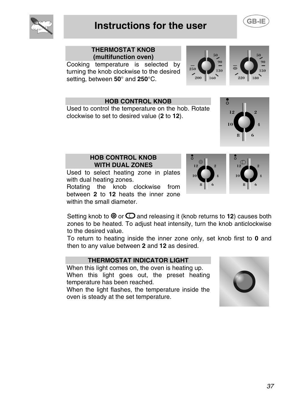 Instructions for the user | Smeg 910TB000 User Manual | Page 10 / 25