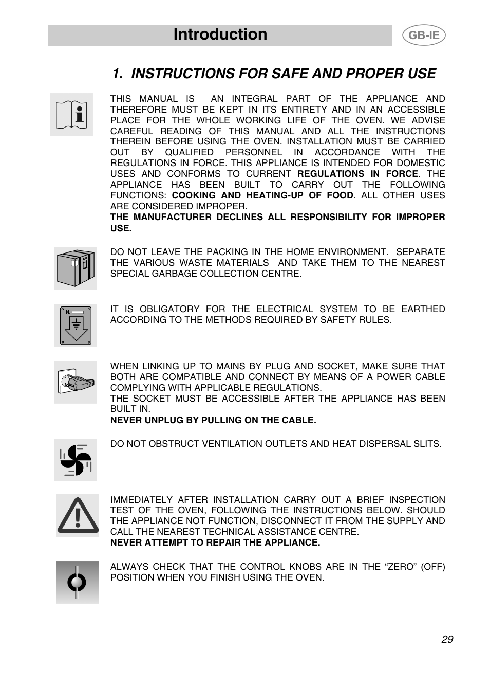 Introduction, Instructions for safe and proper use | Smeg 910TB000 User Manual | Page 2 / 25
